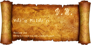 Vég Milán névjegykártya
